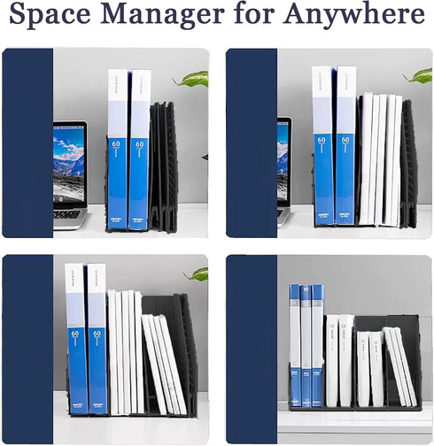 SAYEEC Desktop File Magazine Folder Holder, 4 Section Plastic Hollow Documents Organizer, Foldable Rack