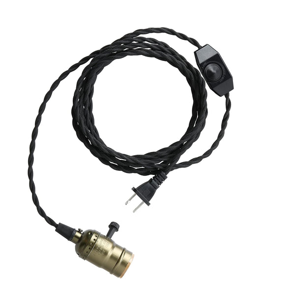 Simple Deluxe 15FT Pendant Light Cord, Suitable E26 Socket with Switch, Twisted