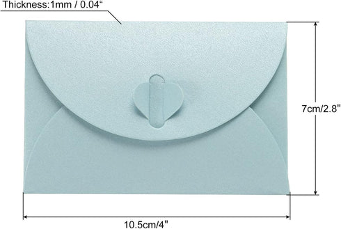 PATIKIL Mini Envelopes, 50 Pack Heart Clasp Tiny Storage for Wedding Greeting Party, Light Blue