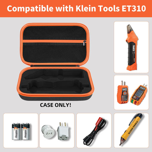 Hard Case for Klein Tools ET310 AC Circuit Breaker Finder & RT250 GFCI Outlet Tester & 80016 Tool Kit, Black (Case Only)