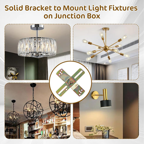 2 Pack 4" Set Light Fixture Mounting Bracket Kit Adjustable Lights Mount Brackets for J-Box, Lamp Crossbar Plates