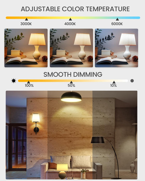 BrightArk A19 Bulbs 9W Bulbs 60W 3000K-6000K Dimmable, E26 Bulbs 1Bulb 1Remote LED Light with Remote Control, LED