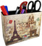 DreamsEden Vintage Pen Pencil Holder Cup Retro Pattern Desk Organizer for Home Office (Beige Paris Eiffel Tower Square)