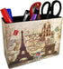 DreamsEden Vintage Pen Pencil Holder Cup Retro Pattern Desk Organizer for Home Office (Beige Paris Eiffel Tower Square)