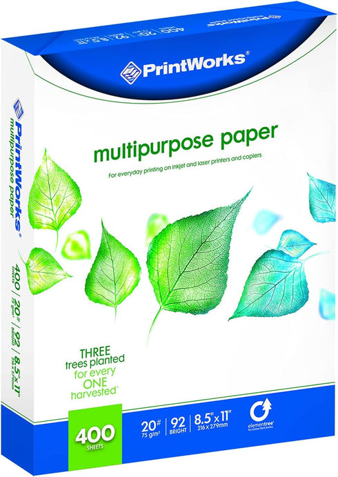 Printworks Multipurpose Paper, 20 Pound, 92 Bright, 400 Sheets, 8.5x11 Inches, White