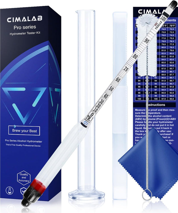 Hydrometer Alcohol Meter Kit, 0-200 Proof & Tralle with Test Jar for Liquor/Moonshine/Spirits