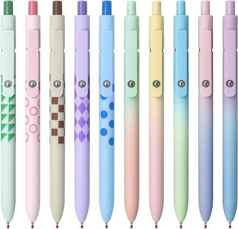 Gel Pens, 10 Pcs Medium Point Smooth Writing Pens, Cute High-End Series 0.7mm Black Ink for Journaling Supplies