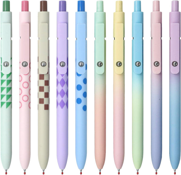 Gel Pens, 10 Pcs Medium Point Smooth Writing Pens, Cute High-End Series 0.7mm Black Ink for Journaling Supplies