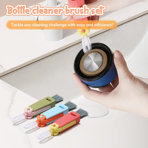 3 Pcs Water Bottle Brush Cleaner, Multi-functional Lid Cleaning Brushes for Narrow Bottles