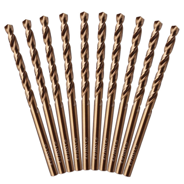 10Pcs 5/32" Cobalt Drill Bits, M35 HSS Metal Jobber Length Twist Drill Bit Set for Hard Metal, Stainless Steel, 4mm