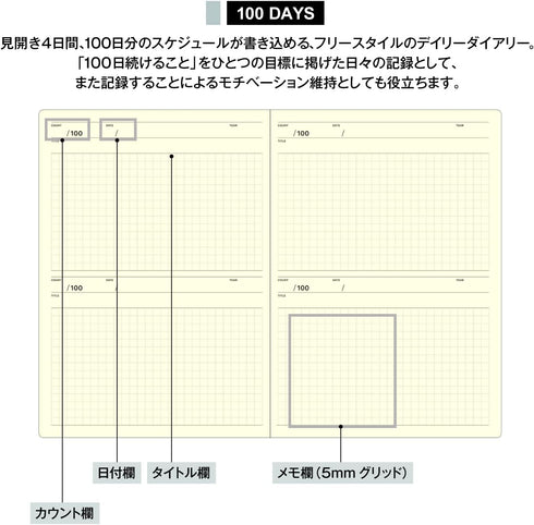 Laconic LGF04-36 Notebook Diary A5, 100 Day Date Free Style Notebook