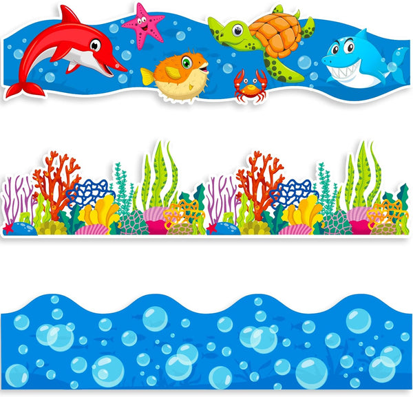 Sabary 71 ft Under The Sea Bulletin Board Borders, Summer Ocean Classroom Decorations, Sea Animals Border Trim