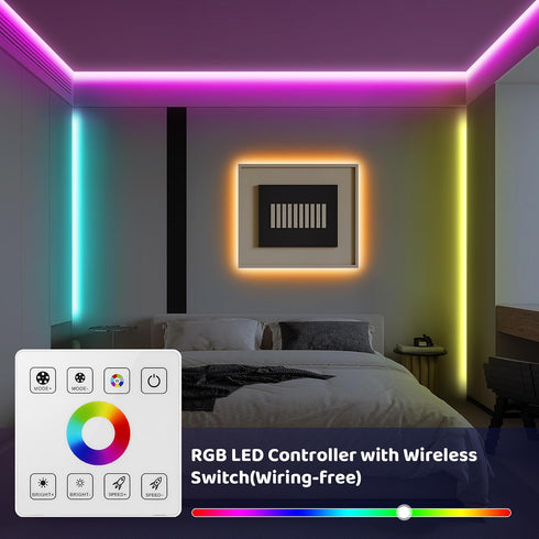 Dimmable 5V 12V 24V 4-PIN 5050 2835 3535 RF Touch Panel RGB LED Controller Kit, RGB LED Strip Lights Controller with RF