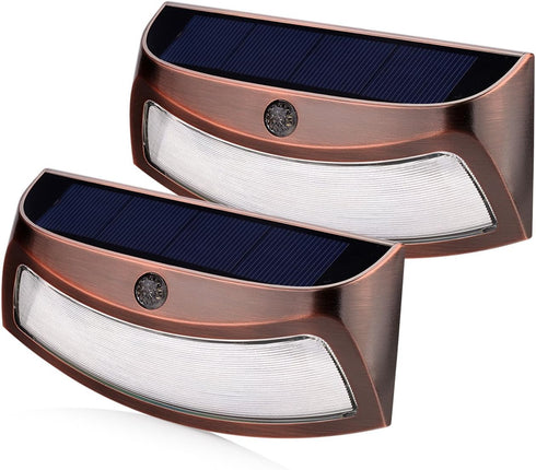 XTF2015 Solar Step Lights Outdoor, Motion Sensor Lights, Copper Outdoor Step Lights,