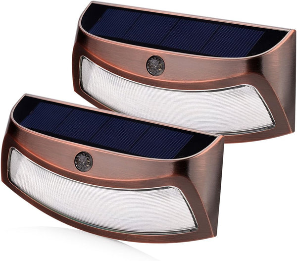 XTF2015 Solar Step Lights Outdoor, Motion Sensor Lights, Copper Outdoor Step Lights,