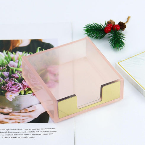 MultiBey Sticky Notes Memo Pad Holder, Rose Gold Desk Organizer Accessories for Office Home Schools (Pink)