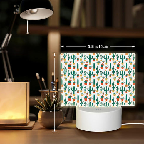 Xiso Ver 3D Christmas Cactus LED Light Base with Clear Acrylic Sheet Night LED Lamp Display Base USB Cable for Living
