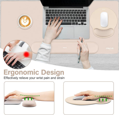 Set, MOSISO Wrist Rest for Keyboard Mouse Pad Large Gaming Deskpad&Circle Curved Mousepad&Keyboard Wrist Rest&Coaster