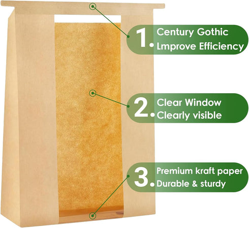 GOFOWRK 100 14" 8.3" 3.5" Pcs Large Kraft Bread Bags for Homemade Bread, x x Sourdough Bread Bags with Tin Tie Tab Lock