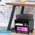 FITUEYES Mobile Printer Stand with Storage, Small Rolling Work Cart with Wheels, Black Wood, 15.7 x 11.8 x 13.8 for