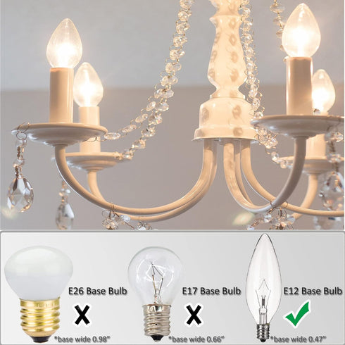 GooChan 2 3 4 6 Inch E12 Set 12 (3-Inch 12-Pack) White Plastic Candle Cover Sleeves,Chandelier Socket