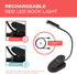 625nm Hooga Red Book Light, Clip On LED Light for Reading in Bed, No Blue Light, Eye Care, Gift for Students, Kids