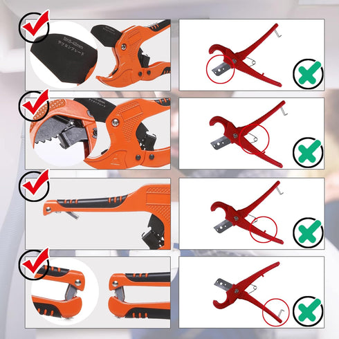 Zantle Pipe and Tube Cutter, Ratcheting Hose Cutter, One-hand Fast Cutting Tool for Less Than 1-1/4" O.D. PEX, PVC