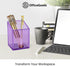 OfficeGoods Acrylic Pen & Pencil Holder, Modern Trapezoid Design, Beautiful Desk Organizer with Metal Base, Purple