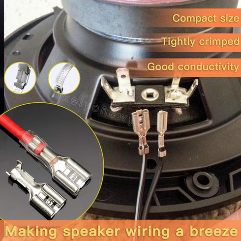 6.3mm Quick Female Spade Wire 18 Awg Splice Connectors Speaker Crimp Terminal Insulation Sleeve Kit