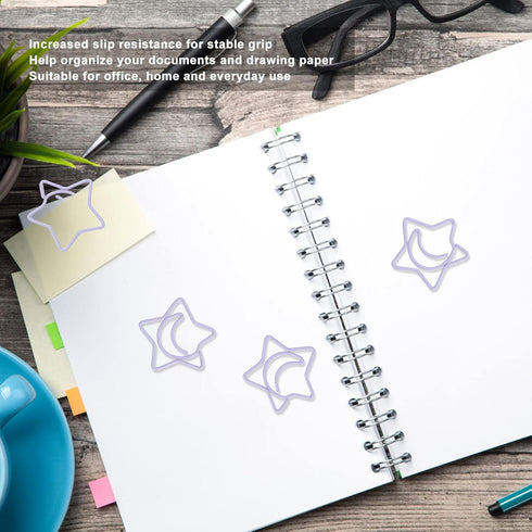 Star Paper Clips, 100pcs Star Moon Design, Cute Small Paperclips for Office School Organizing