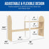 Maplefield Desk Hutch Expandable Shelf Organizer, Natural Finish, Engineered Wood Desktop Storage Rack for Office