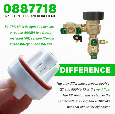 800M4 Vent Float Repair Kit for 1/2" 800M4-QT and LF800M4QT Backflow Valve, Part Number 0887726