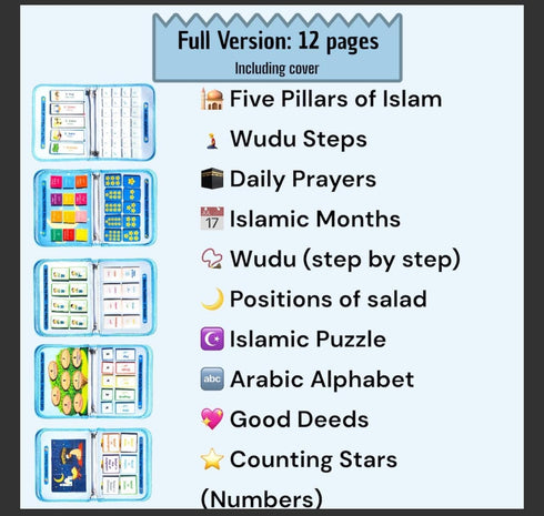 Megan's Toys 3+ 5 Islamic Quiet Book for Kids Ages - Montessori Muslim Learning Toy, Felt Busy Book to Learn Wudu