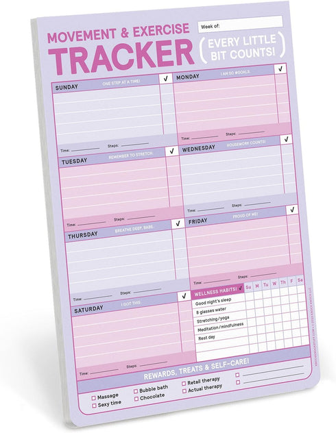 Knock Knock Movement & Exercise Tracker Notepad, Big & Sticky Fitness Tracker Pad (40 Sheets, 9.75 x 7 inches)