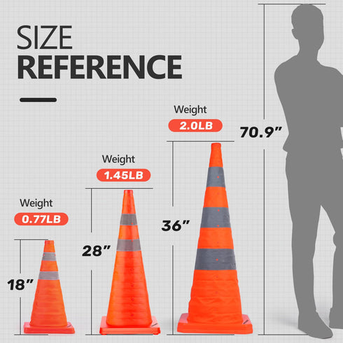BATTIFE 28'' Collapsible Traffic Safety Cone, Multi-Purpose Pop-up Cone for Road Parking Practice