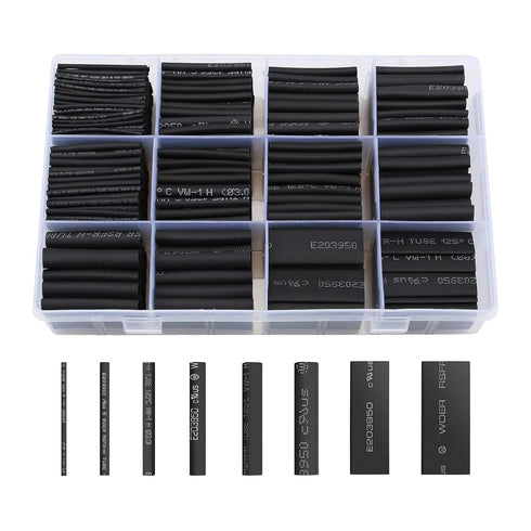 650 Pcs Black Heat Shrink Tubing, innhom UL Approved 2:1 Electrical Cable Wire Kit Set for Long Lasting Insulation
