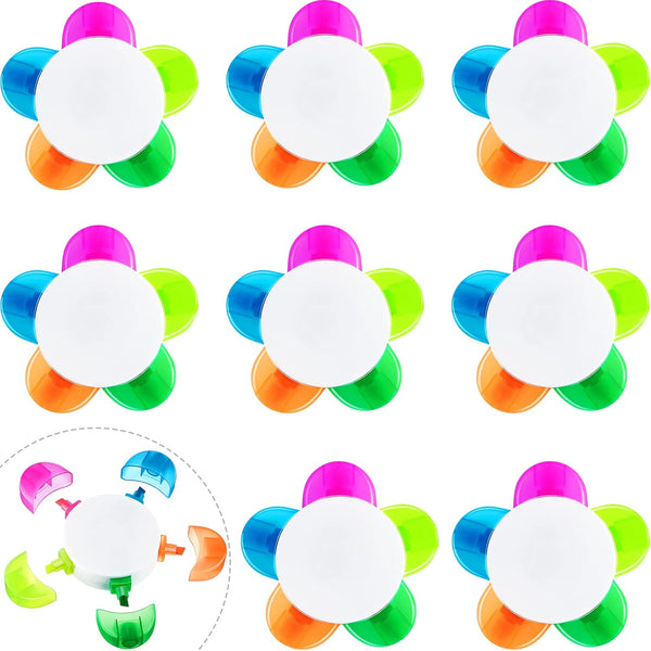 Petals Highlighters, Assorted Colors Flower Shape Watercolor Pens, 5-In-1 Fluorescent Pens for School Supplies