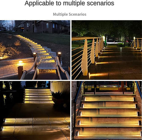 Solar Step Lights, Stair Fence Triangle Lights IP67 Outdoor Waterproof LED Deck Light for Garden Yard Patio, Porch, Front Door, Outside, Pathway, Warm White 4 Pack by CREATESTAR