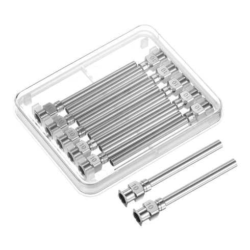 12pcs 10Gauge Stainless Steel Dispensing Needles, 1 1/2" Blunt Tips Luer Lock for Thick Liquids, Ink, Glue