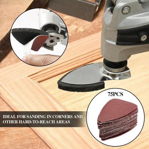 156Pcs Oscillating Tool Sanding Pad Kit, 3Pcs Triangle Sanding Pads, 150Pcs Sandpaper for Wood/Plaster Polish Sanding