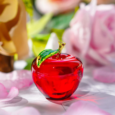 H&D Glaze Crystal Apple Paperweight Craft Decoration, Red