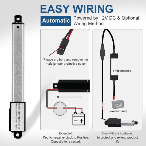 DC HOUSE Mini Electric Linear Actuator Stroke 0.8"–Force 4.5 lbs–12V, High-Speed 1.97"/sec–Weight 0.1KG Ideal for