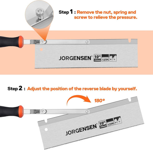 JORGENSEN 10" Dovetail Reversible Saw, Professional Jamb Saw with 13TPI Double Ground Teeth for Tile Installation