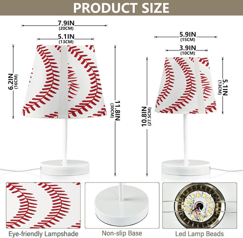 YETTASBIN Baseball Bedside Table Lamp, Portable LED Desk Light USB Adjustable Brightness Nightstand Lamp with Non Slip