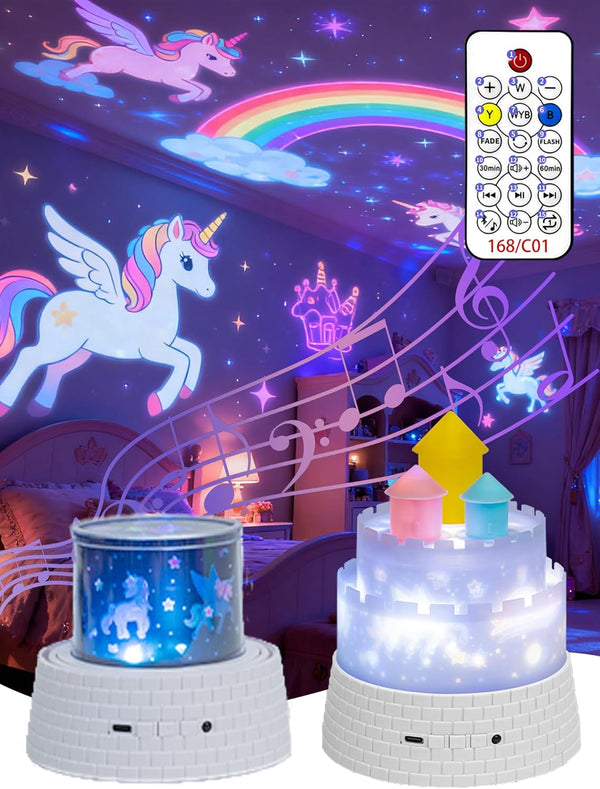 GDSZBYSM Carousel Kids Projector Night Light, 12 Music+23 Films, Rechargeable 1800mah Light Projector