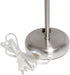 19.5" Oslo Contemporary Bedside Power Outlet Base Standard Metal Table Desk Lamp in Brushed Steel with Red Drum Fabric