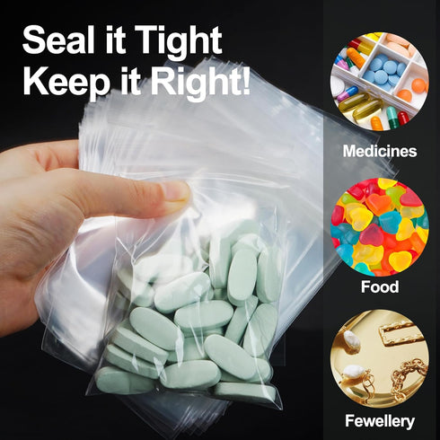 1200Pcs Small Plastic Bags for Jewelry, 3x4'' Resealable Zip Baggies, Durable Small Ziplock Bags for Small Business