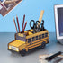 Pencils Organizer School Bus Pen Holder, Creative DIY Multifunctional Desk Organizer, 6 Compartments for Office School