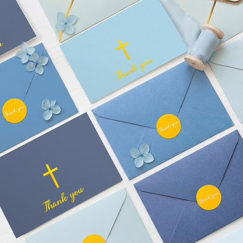 Resurhang 30 Pack 4 6 Inch Communion Baptism Thank You Cards with Envelope and Stickers Mother's Day Cards Bulk x Gold
