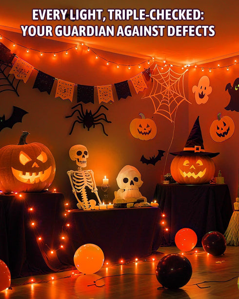 Kelumi 9.8ft 30 Halloween String Lights Battery Operated, Orange Fariy Lights with Timer Waterproof LED Halloween